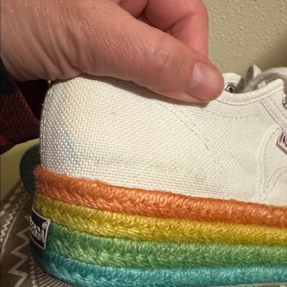 Superga Pride Rainbow & White Platform Sneakers - Picture 7 of 10